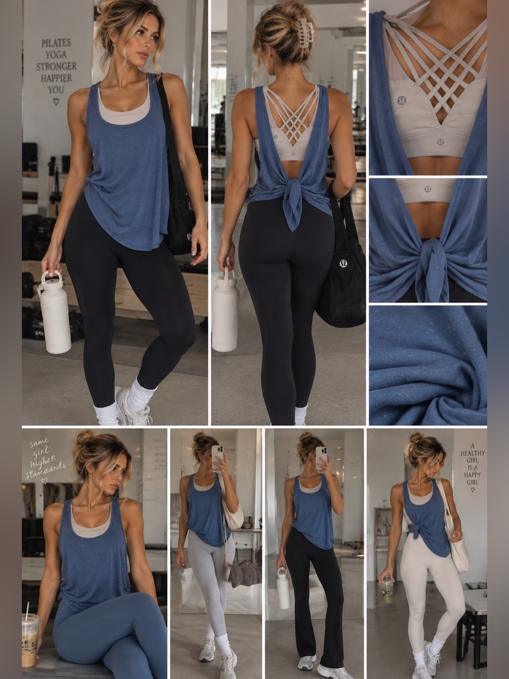 lululemon athletica Blue Sleeveless Tie-Back Tank